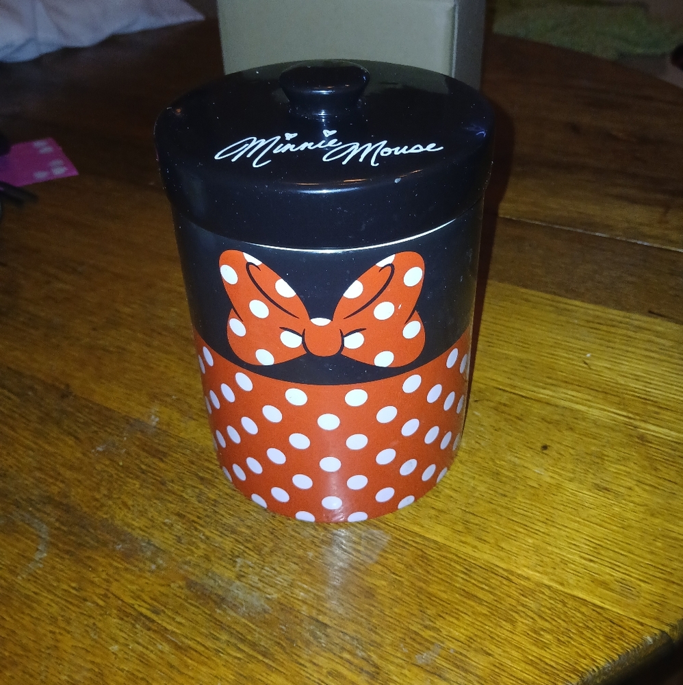 Minnie Mouse Black and Red Polka Dot Jar
